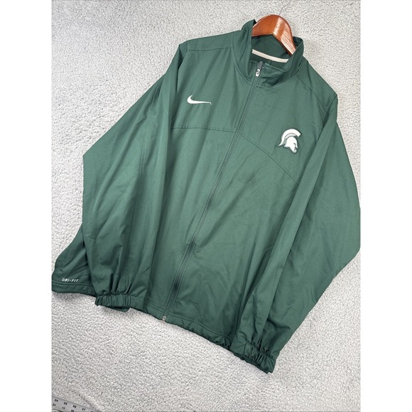 Nike Michigan State Spartans Jacket Mens XXL Green Dri Fit Full Zip - Picture 1 of 11